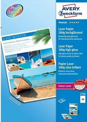 AVERY Zweckform 2798 Premium Colour Laser Papier 100 Blatt, 200 g/m² glossy A4