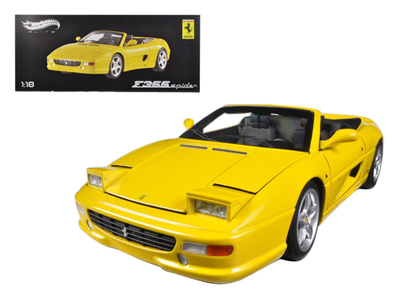 Ferrari F355 Spider Convertible Yellow Elite Edition 1/18 Diecast Car Model