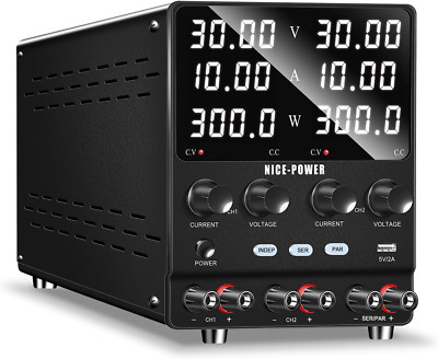 Dual DC Power Supply Variable: 30V 10A Adjustable Switching Regulated Series (60