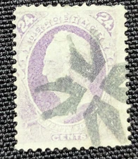 US #153 1870, 24c Purple, USED FINE, CV $210