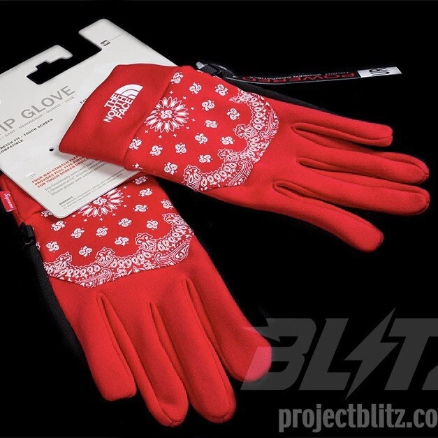 GANTS ETIP BANDANA FW14 SUPREME THE NORTH FACE ROUGE taille M Medium 2014
