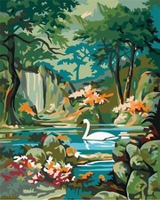 Paint By Numbers Adults kids Lake Landscape DIY Painting Kit 40x50CM Canvas
