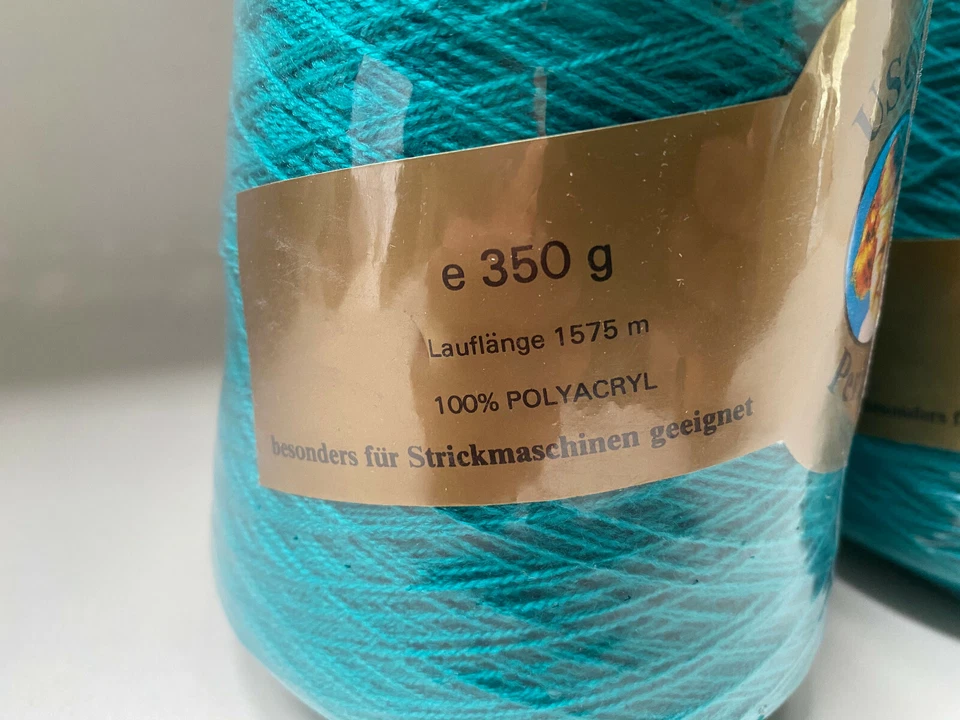 4x 350g=1.400g 4x 1.575m Uschi PERLGARN 100% Polyacryl Farbe TÜRKIS # H340 - Bild 3 von 3