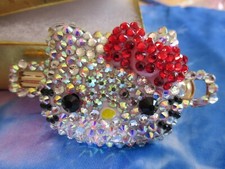 GORGEOUS KITTY CAT FACE W/BOW GEMSTONES LARGE HAIR CLIP NEW 1PC