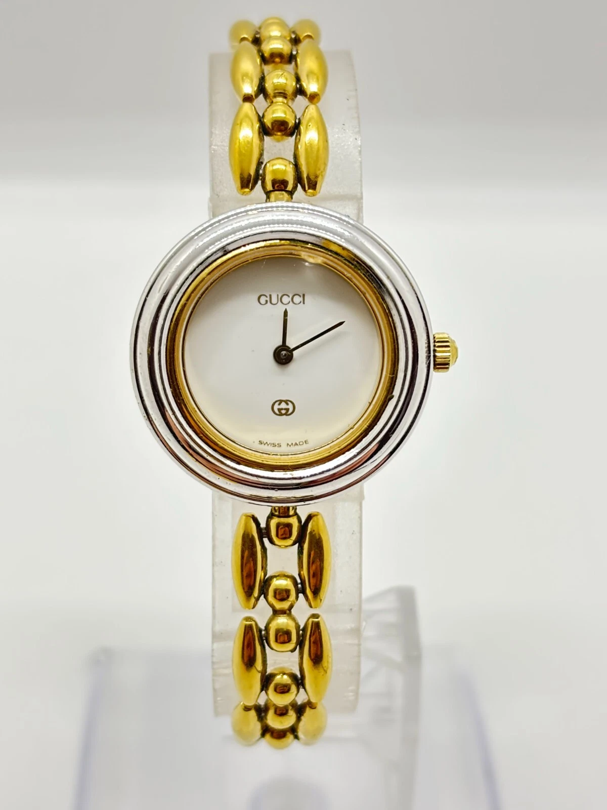 [Exc+5] Gucci lunette changeante couleurs or argent blanc quartz occasion fonctionne F/S
