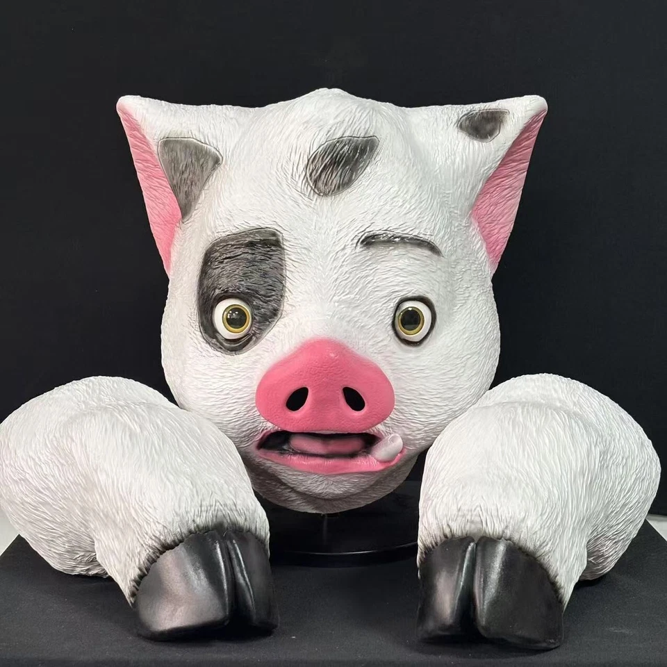 Mascarada Halloween Moana Cabeza de Cerdo Máscara de Látex Carnaval Fiesta Accesorios Conjunto Completo Foto 2 de 4