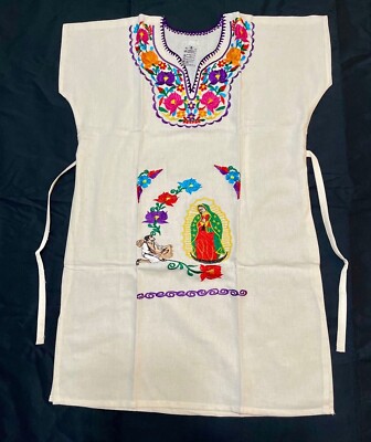 Vestido Bordado Virgen Guadalupe Mexican Dress Our Lady of Guadalupe  Campesino M | eBay
