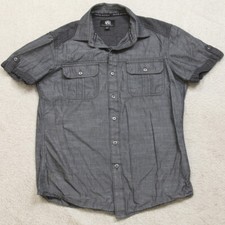 Small Rock  Republic Gray 2 Pocket Dress Shirt Short Sleeve Mans Men's Top D13