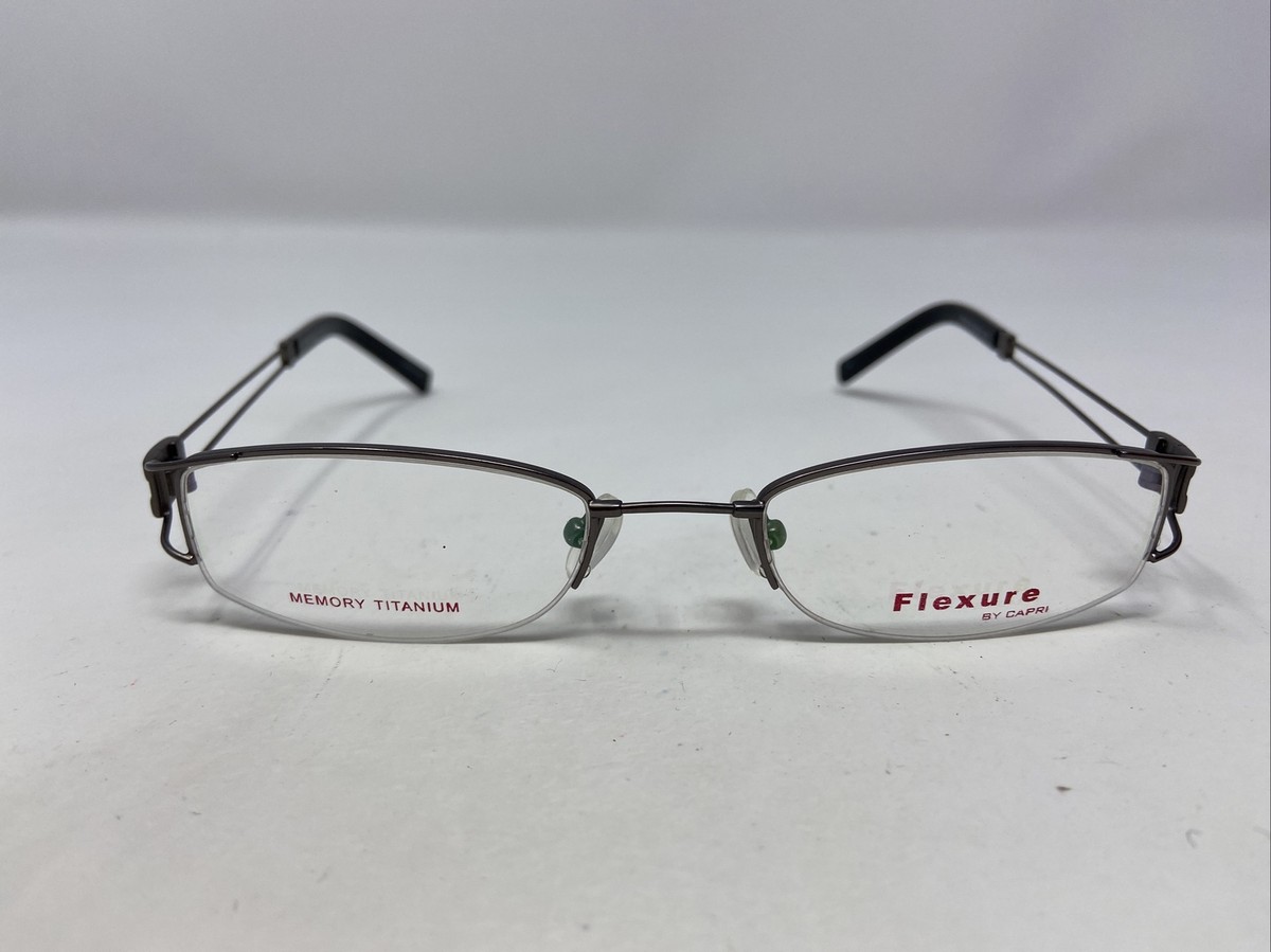 CAPRI FX34 GUNMETAL 49-19-135 SILVER HALF RIM EYEGLASSES FRAME
