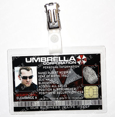 Resident Evil - Albert Wesker ID Badge Regenschirm Zombie Requisite Comic Halloween