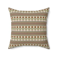 Ukraine Inspired Folk Art Print, Square Pillow + Cover, Ethnic Throw Pillow Gift