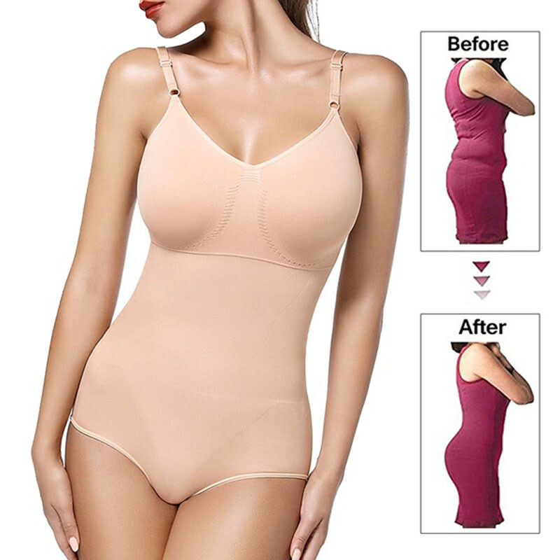 Women's Shapewear Bodysuit - Seamless Firm Control Tummy Slimmer, Open Bust Design - View #6