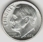 1958 ROOSEVELT DIME in BRILLIANT UNCIRCULATED CONDITION stk R 660
