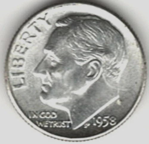 1958 ROOSEVELT DIME in BRILLIANT UNCIRCULATED CONDITION stk R 660