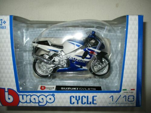 Maquette Moto Suzuki GSX-R750 1/18 – Modèle Fini En Alliage, Réplique Détaillée, Cadeau Collection Pour Passionnés