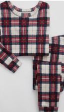 Gap Boys Size 2 Year Red White  Blue Plaid Pajamas Set Long Sleeve  Pants NWT