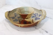 Vintage Pottery Chip and Dip Tray Plate Bowl Large ceramic Serving