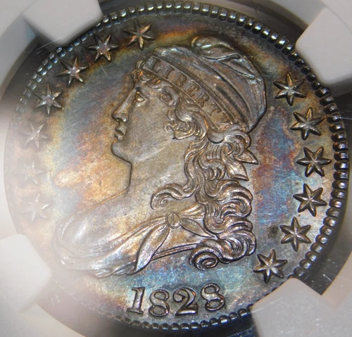 1828 Capped Bust Half Dollar Certified NGC MS64 O-117 Sharp Toned Silver