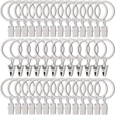 AMZSEVEN 40 Pack Curtain Rings with Clips, Drapery Clips with Rings, Hangers