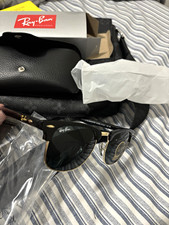 Ray-Ban Clubmaster RB3016 W0365 Browline Sunglasses Black/Gold Green 145