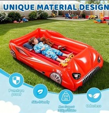 Lettino Gonfiabile per Bambini a Forma di Auto colore Rosso 170x74 Cm 2-6 Anni