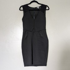 Guess Dress Women Small Black Mesh Cutout LBD Cocktail Perforated Sheath Evening