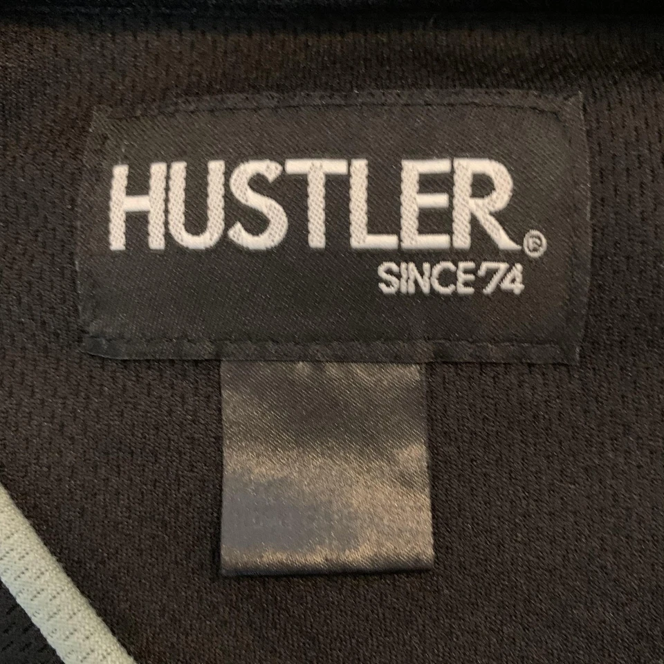 Hustler 球衣背心衬衫男式中号黑色灰色图案印花无袖上衣 — 第 3/4 张图片