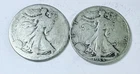 WALKING LIBERTY SILVER HALF DOLLAR 90% SILVER LOT OF 2 CIRCULATED COINS #10029