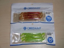 Coreman Alkali Shad 90mm #057 Red Gold and #067 Lime Chart, set of 2