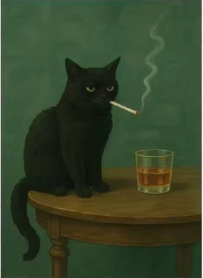 Cat Paint by Numbers Kit - DIY Black Cat Canvas Painting for Adults, Animal Art