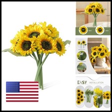 Leftover 7Pcs Realistic Silk Sunflowers Artificial Flowers,12.6''Fake