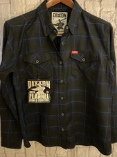 New NWT Dixxon Purpose Womens XL   Fitted Blue Black Button Shirt
