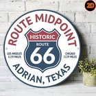 Vintage Route 66 Midpoint Texas Aluminum Tin Metal Signs Home Décor 8x8