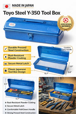 Toyo Steel Y-350 Metal Tool Box Blue Made In Japan Portable Storage Box Toyo Steel Y-350 Metal Tool Box Blue Made In Japan Portable Storage Box