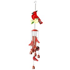 G128 Cardinal Wind Chime, 34" Metal Outdoor Decor, Deep Tone Soothing Melody 1PK