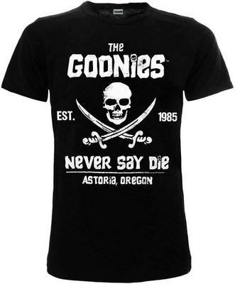 THE GOONIES T-Shirt Shirt schwarz Erwachsene NEVER SAY DIE Offiziell ORIGINAL