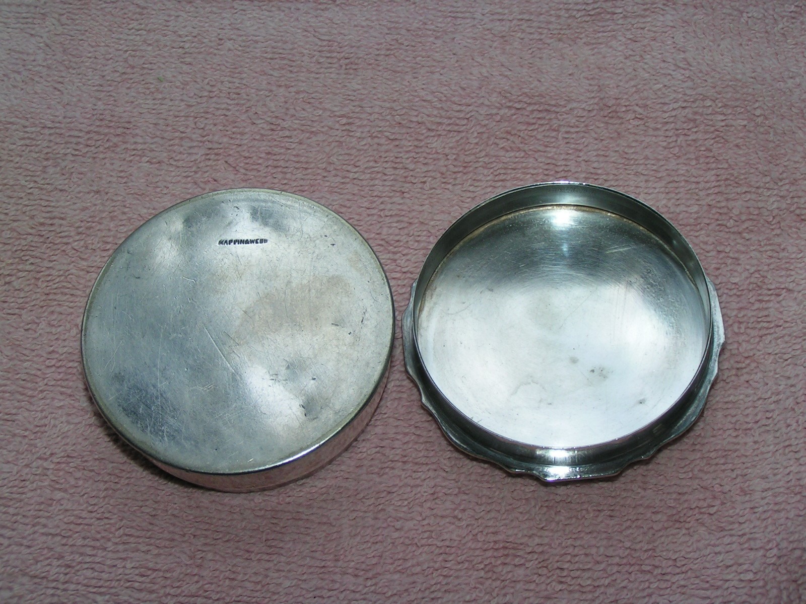 SS Port Darwin Steamship Silver Plate Covered Makeup, Jewelry, Snuff, Chew Box