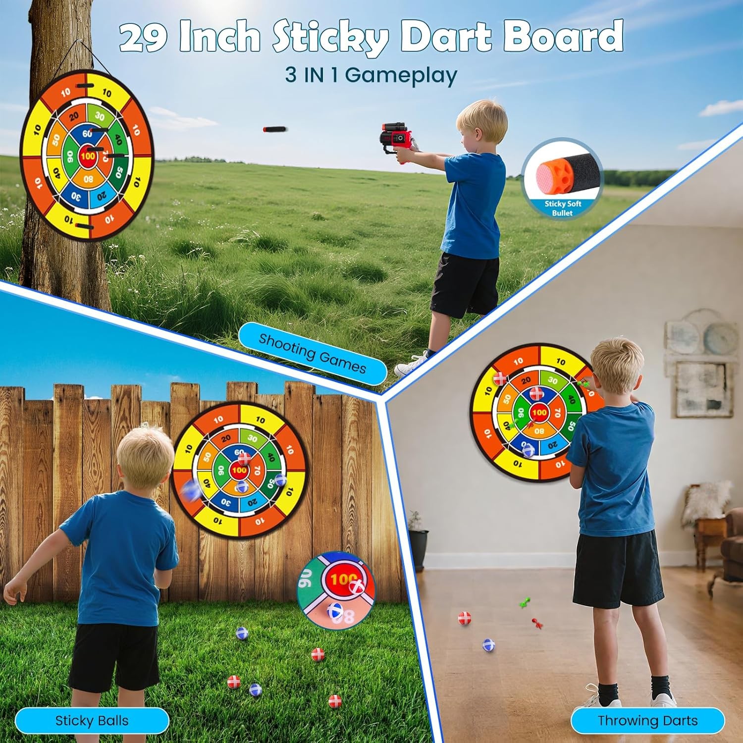 VATOS 2 Pack Bow and Arrow Toy with LED Light - 4 in 1 Archery & Dart Game Set