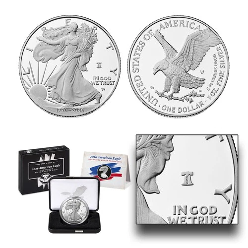 1776 - 2026 W Proof American Silver Eagle 1 oz Silver $1 250th Anniversary 26EA