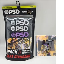 3 Pk PSD Underwear Micro Men's S M L XL Core Standard Boxer Briefs Black Gray