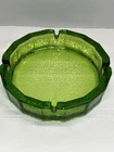 Vintage Blenko Green Pebble Glass Octagon Ashtray Large 8" MCM