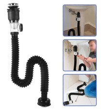 Black Universal Sink Drain Pipe Set Retractable Deodorant Sewer Drainage Water
