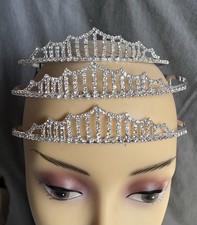 3 Rhinestones TIARA with Attached Combs For Wedding Proms Birthday Party Costume