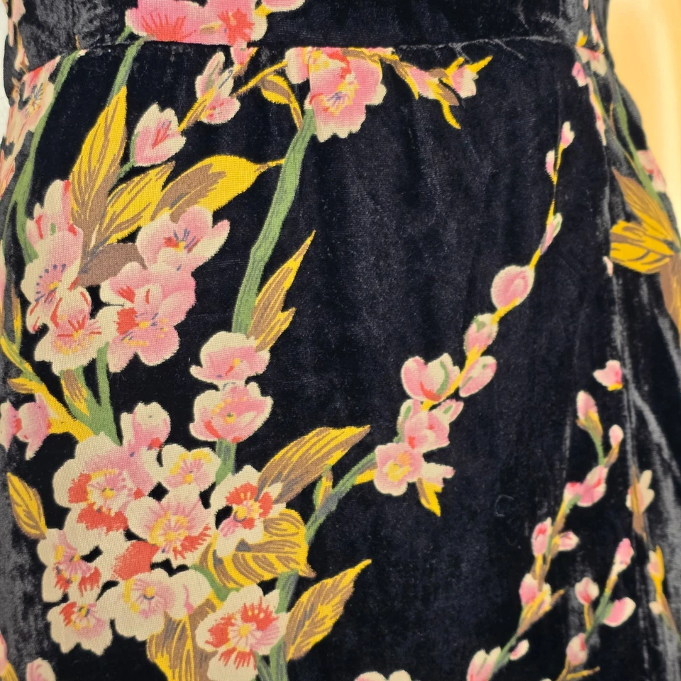 Vestido Terciopelo Burnout M Lulus 'Fabulous Always' Negro Floral Dk Fairy Whimsigoth Foto 3 de 4