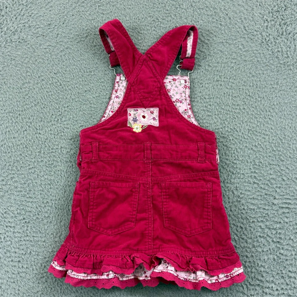 Vestido Vintage Gloria Desteñido Niñas 6 Rosa Bordado Flores Botón Y2k Foto 2 de 4