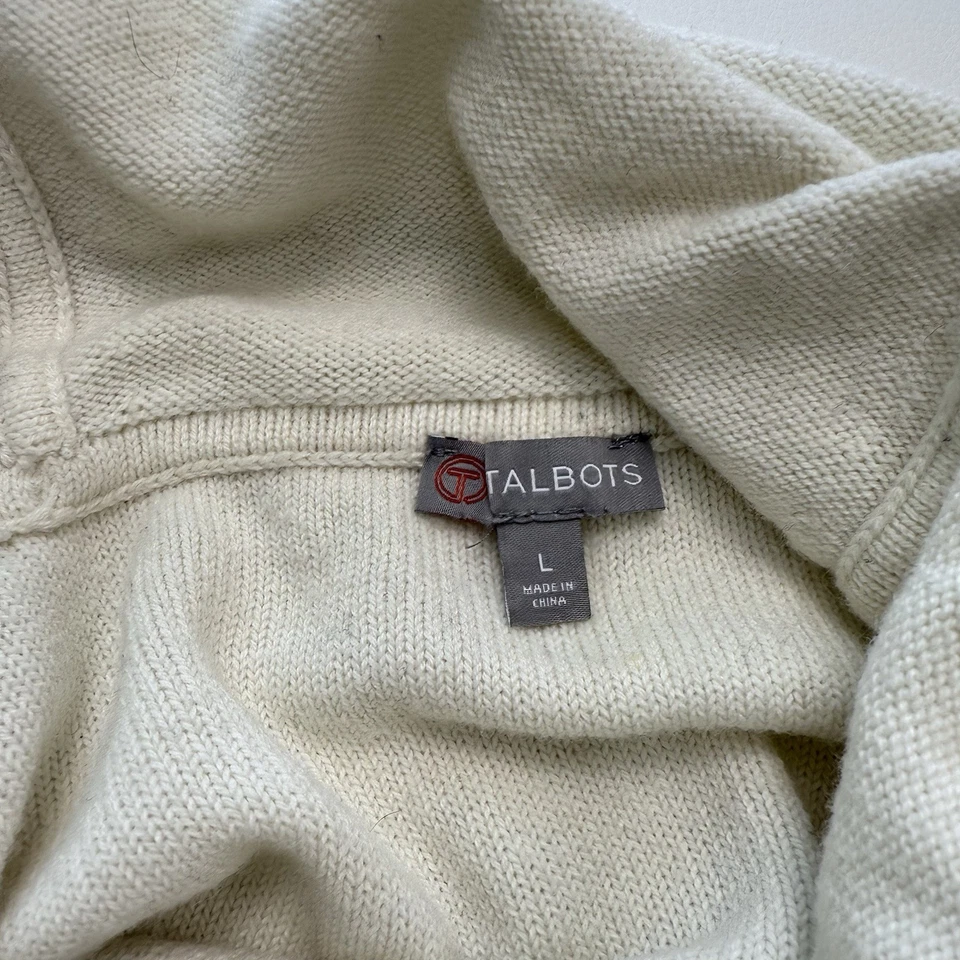 Sudadera T by Talbots Cuello Capucha Mezcla Lana Talla L Crema Negra Rayas Informal Foto 4 de 4