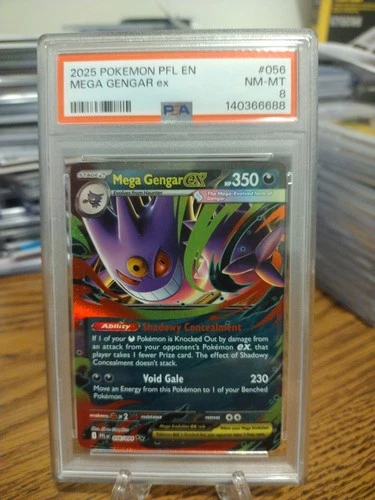 2025 POKEMON PFL EN-PHANTASMAL FLAMES #056 MEGA GENGAR EX PSA 8