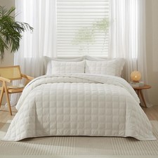 Velvet King/Cal.King Size Quilt Set 3 Pieces, Lightweight Soft Bedspread