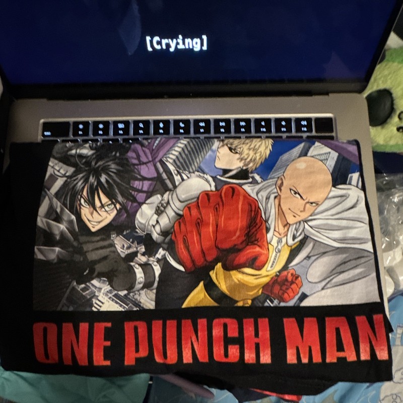 One Punch Man Multicolor Printed Fabric Item - Saitama & Genos Anime Graphic