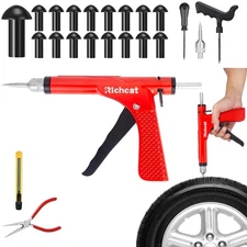 Richcat Tubeless Tire Puncture Repair Kit with Mushroom Plug, repairs punctur...